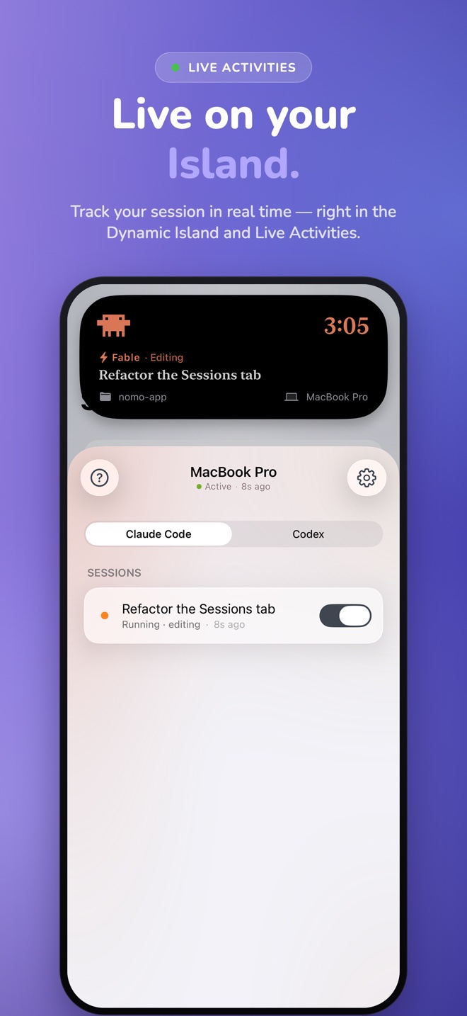 App Store panel — Live Activities: live on your Island