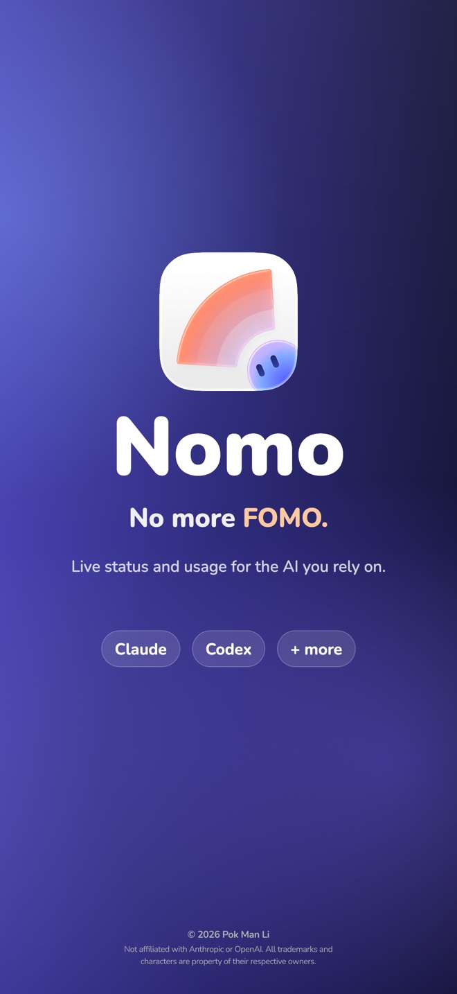 App Store panel — Nomo, no more FOMO